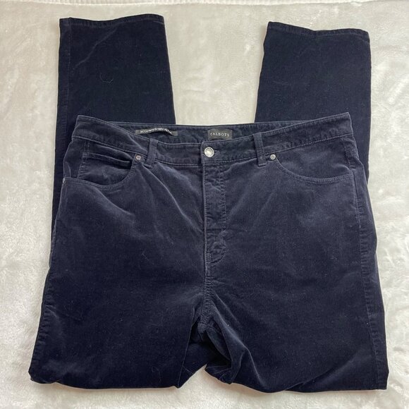 Talbots Corduroy Straight Leg Pants Women's Size 14 Indigo High Rise Cotton - Picture 4 of 11